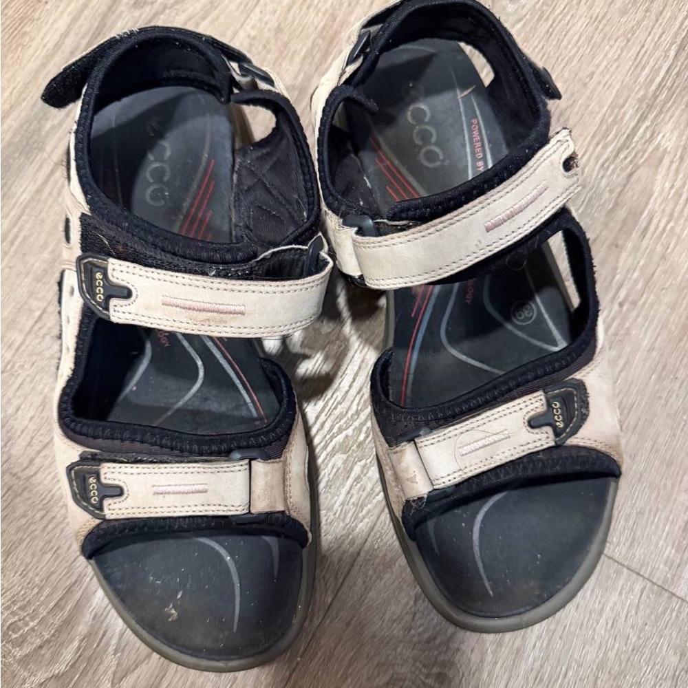 Ecco Beige and Black Outdoor Sport Sandals